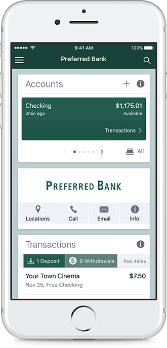 online banking example on mobile